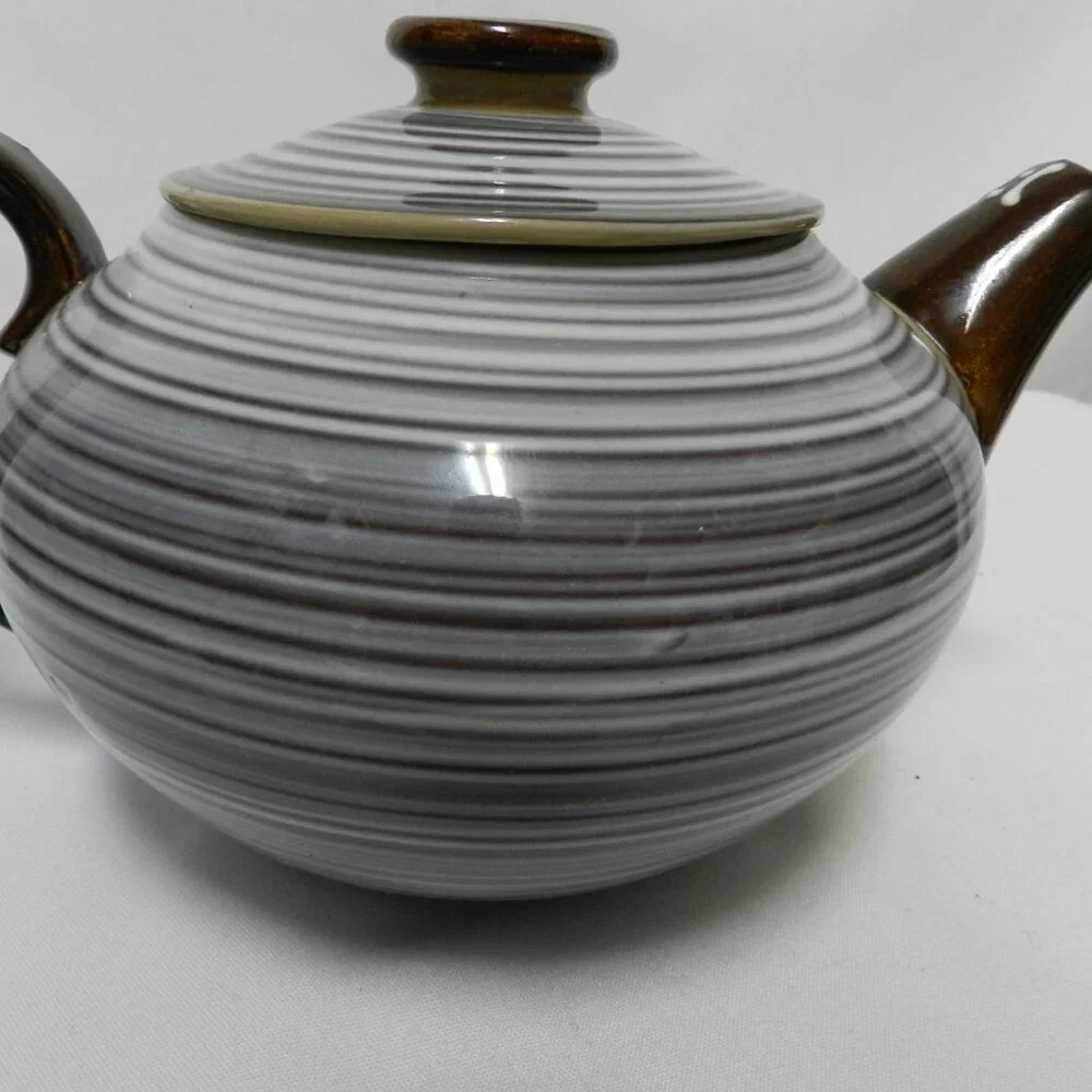 Craftsman China made in Japan Vintage ceramic Teapot w/ Bamboo Hand Crafted Art